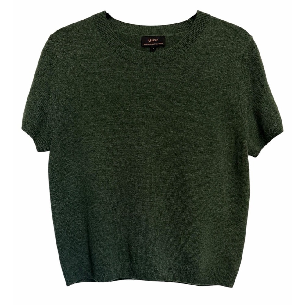 Quince 100% Mongolian Cashmere Sweater Tee Green Women's Size Large